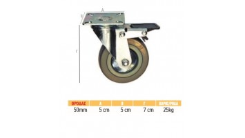Grey rubber swivel caster with brake 27551 FF Group